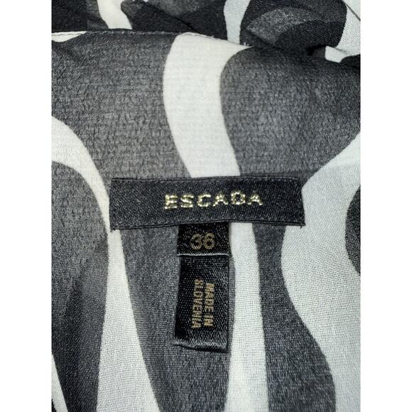 Vintage Escada Silk Halter Midi Dress Size 36 Us 6 Drop Waist Black White Gown - Picture 15 of 16